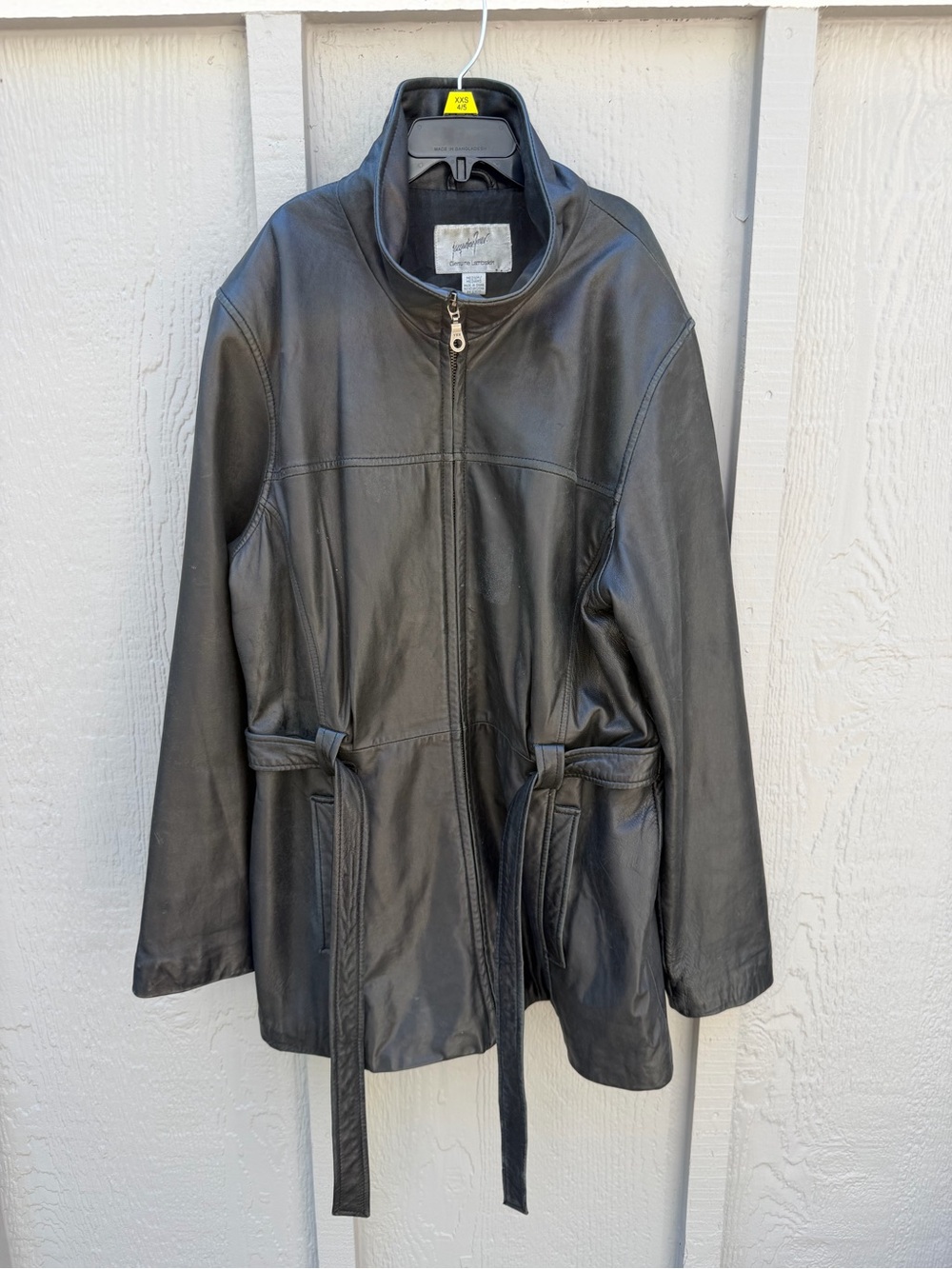 Vintage 90s Jacqueline Ferrar Women's Medium Black Genuine Lambskin Leather Coat